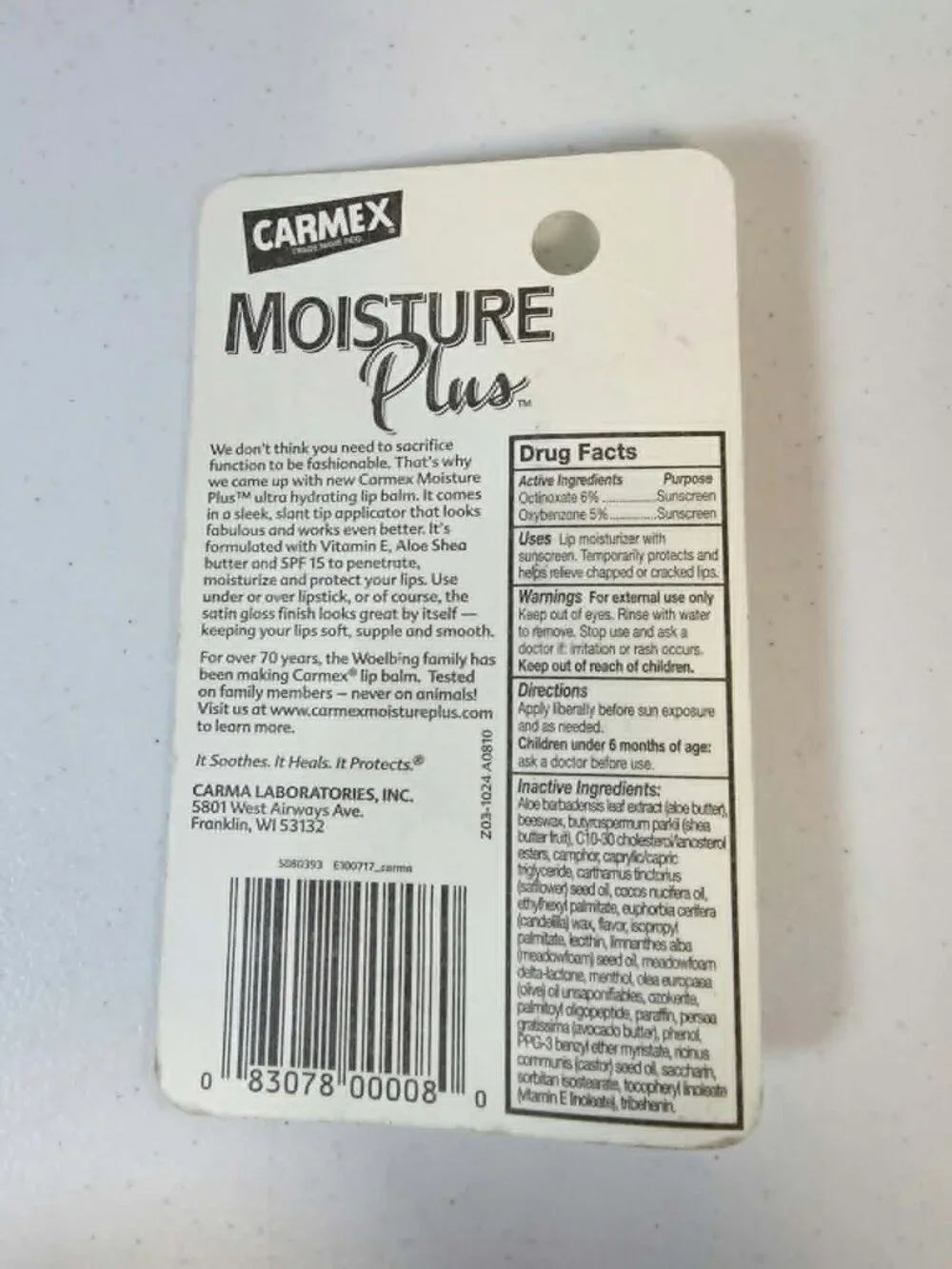 CARMEX MOISTURE PLUS LIP BALM ULTRA HYDRATING CLEAR SATIN GLOSS FINISH NEW